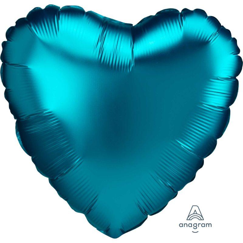 Satin Luxe Aqua Heart Foil Balloon - 45cm