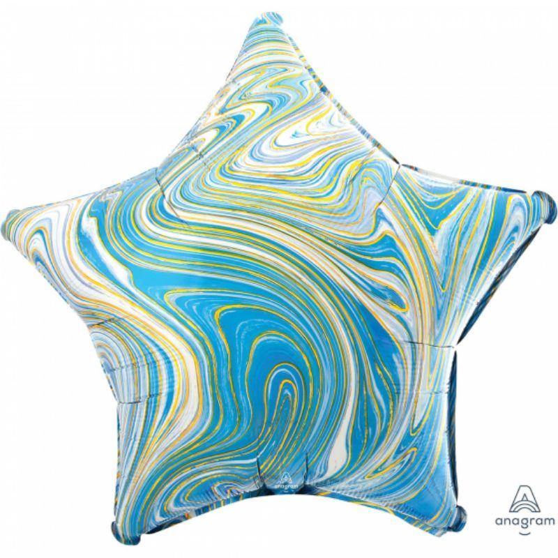 Marblez Blue Star Foil Balloon - 45cm - The Base Warehouse