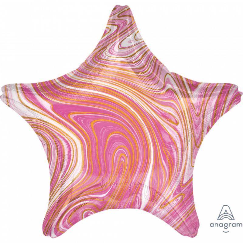 Marblez Pink Star Foil Balloon - 45cm - The Base Warehouse