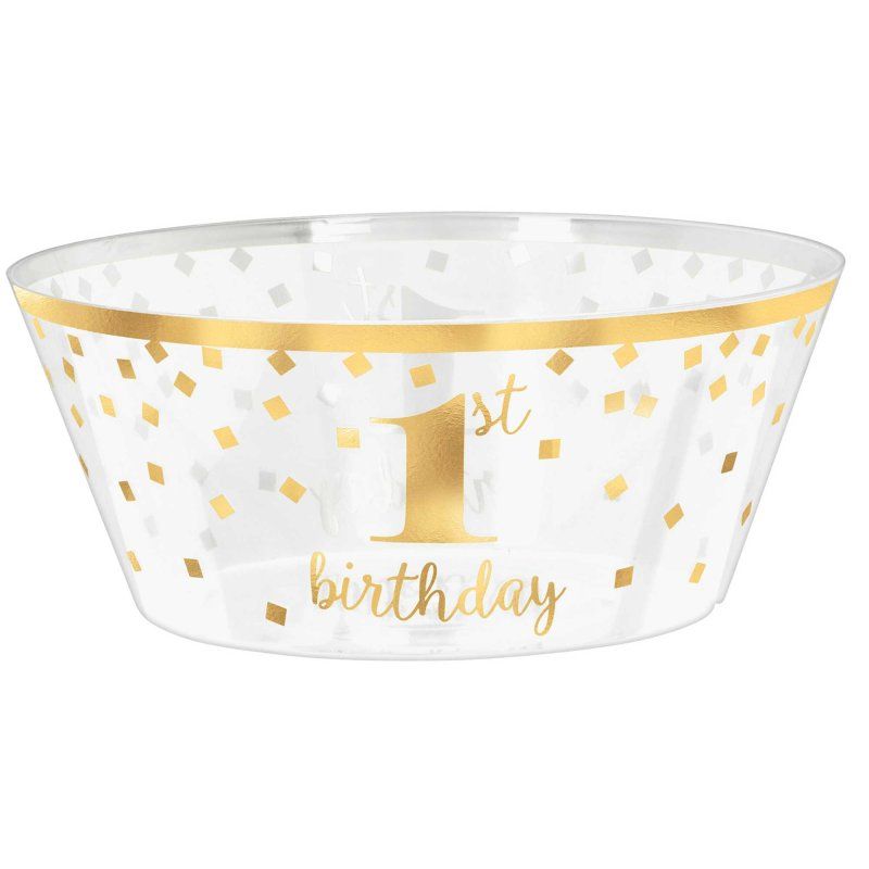 1st Birthday Hot Stamped Large Plastic Serving Bowl - 25cm