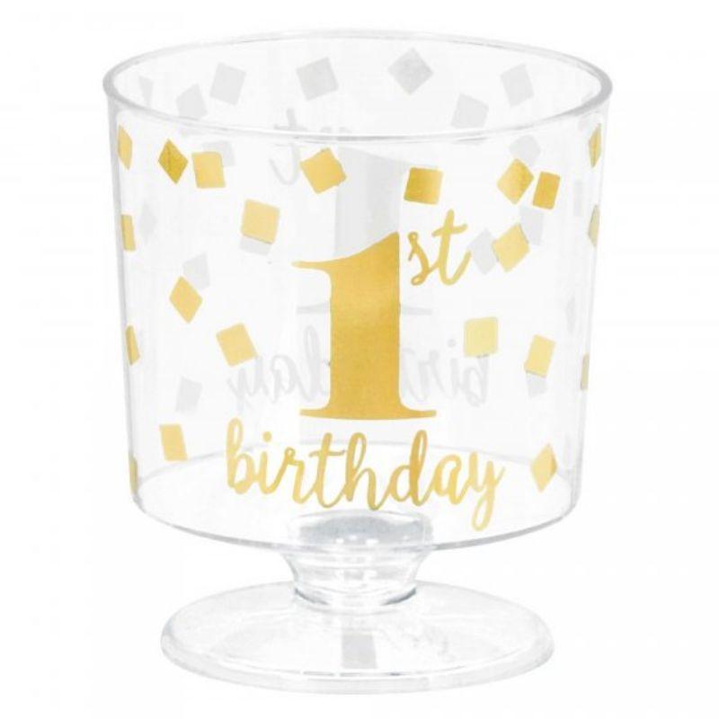 30 Pack 1st Birthday Tiny Pedestal Clear Cups