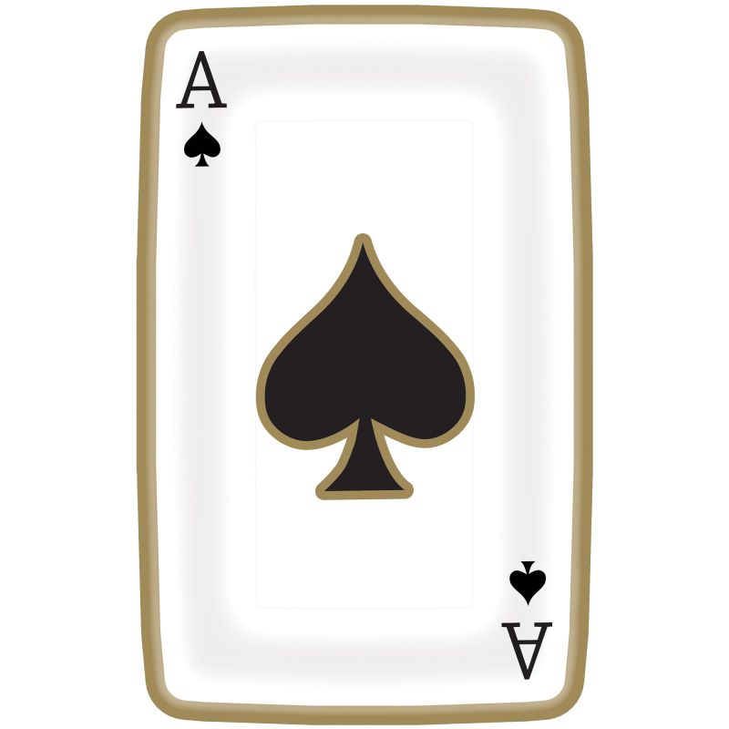 8 Pack Roll The Dice Casino Playing Card Shaped Paper Plates - 23cm x 16cm