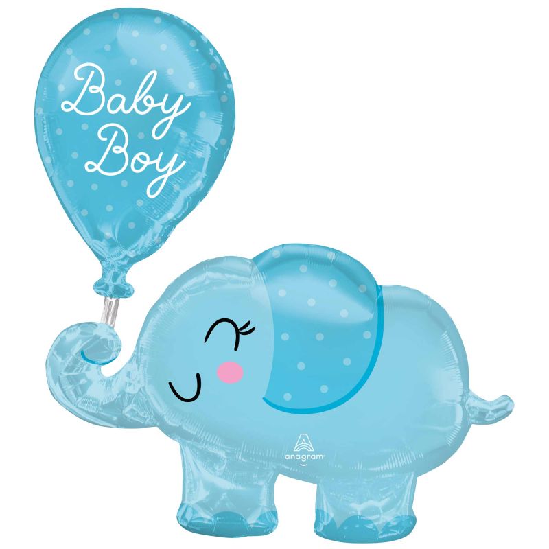 Supershape Baby Boy Elephant & Balloon Foil Balloon - 73cm x 78cm