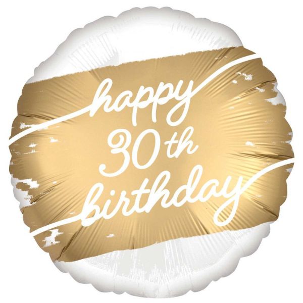 Happy 30th Birthday Golden Age Foil Balloon - 45cm
