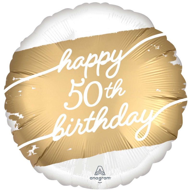 Golden Age Happy 50th Birthday Standard Foil Balloon - 45cm