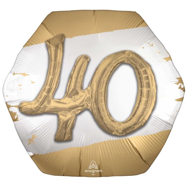 Golden Age 40 Birthday Foil Balloon - 76cm x 71cm