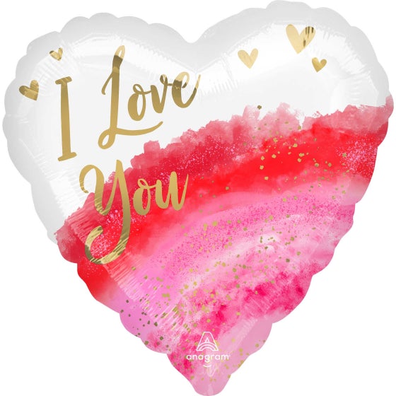 Standard HX I Love You Geode Watercolour Foil Balloon - 45cm