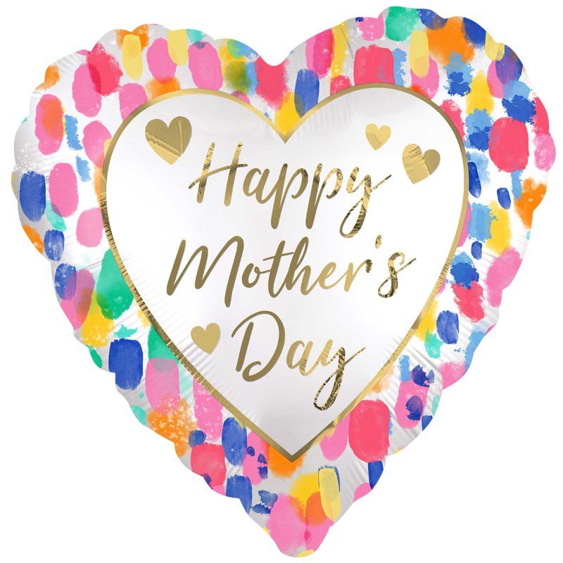 Happy Mothers Day Colourful Watercolour Satin Standard Foil Balloon - 45cm