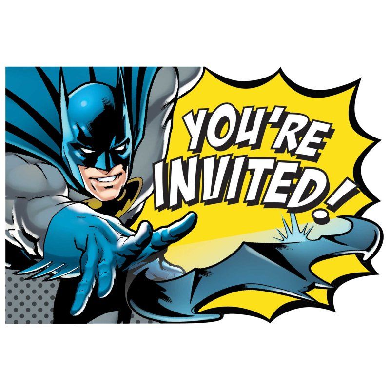 8 Pack Batman Heroes Unite Invitations