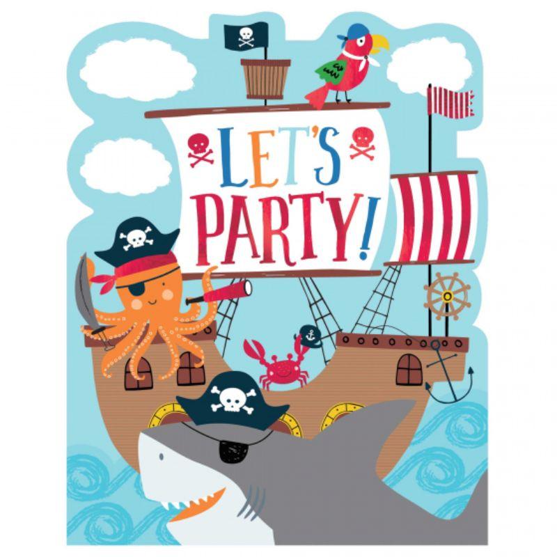 8 Pack Ahoy Birthday Novelty Invitations - 15cm x 12cm