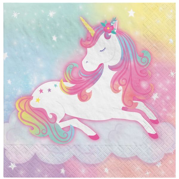 16 Pack Enchanted Unicorn Beverage Napkins