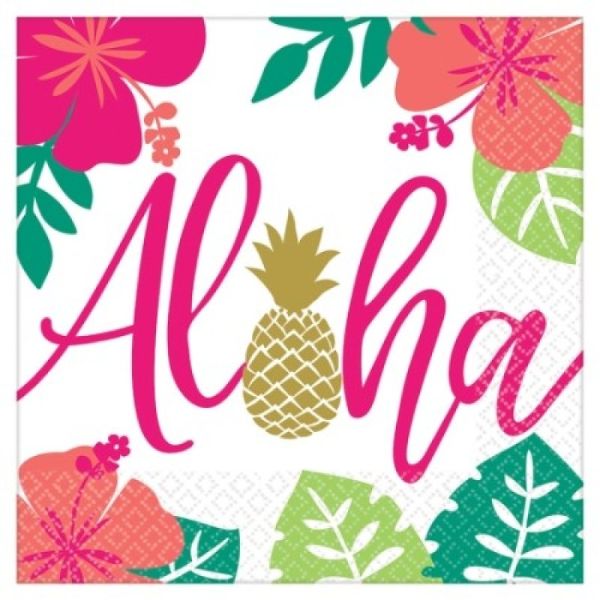 16 Pack You Had Me At Aloha Lunch Napkins - 33cm x 33cm