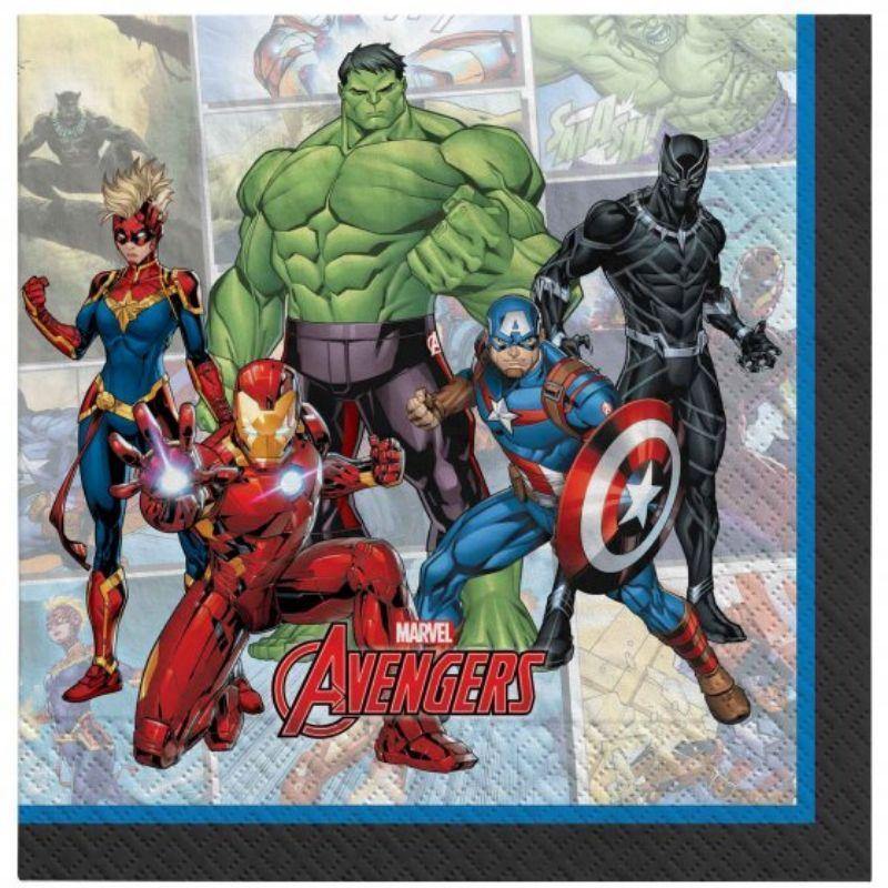16 Pack Marvel Avengers Powers Unite Lunch Napkins - 33cm x 33cm - The Base Warehouse