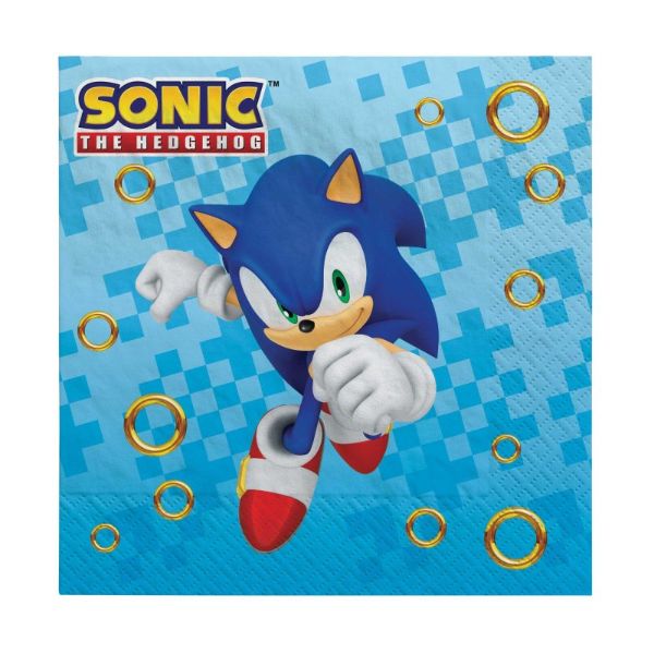 16 Pack Sonic The Hedgehog Lunch Napkins