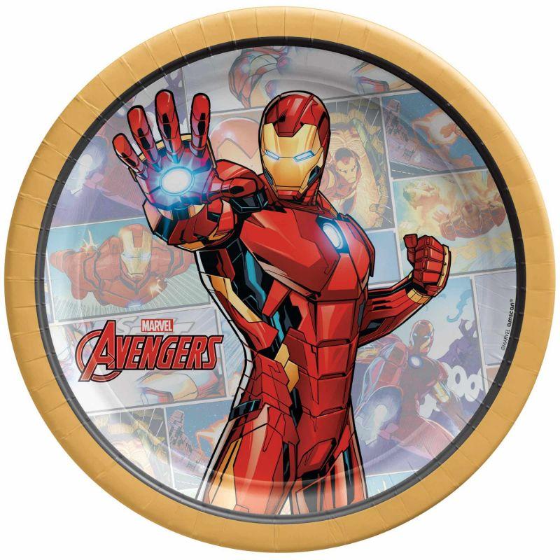 8 Pack Marvel Avengers Unite Iron Man Paper Plates - 17cm