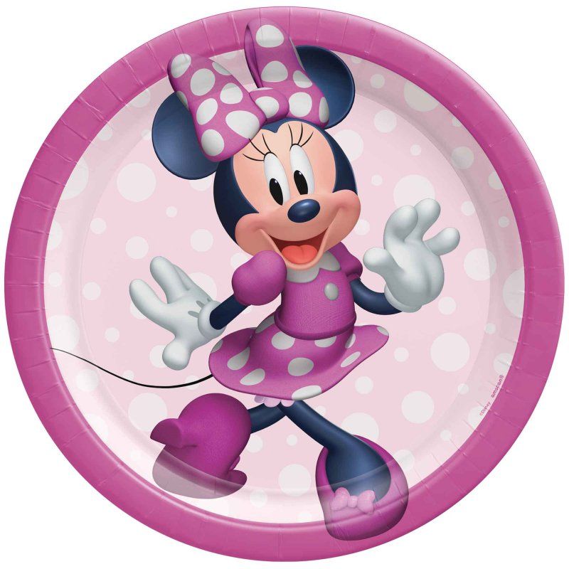 8 Pack Minnie Mouse Forever Round Paper Plates - 17cm