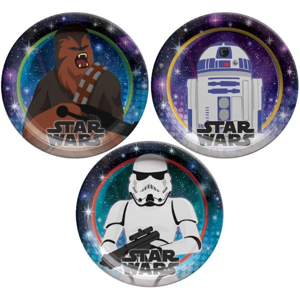 8 Pack Star Wars Galaxy Round Paper Plates - 17cm