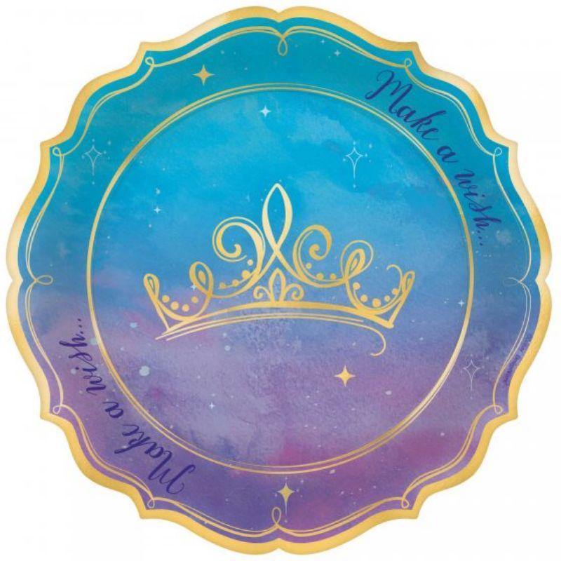 8 Pack Disney Princess Once Upon A Time Metallic Shaped Plates - 17cm - The Base Warehouse