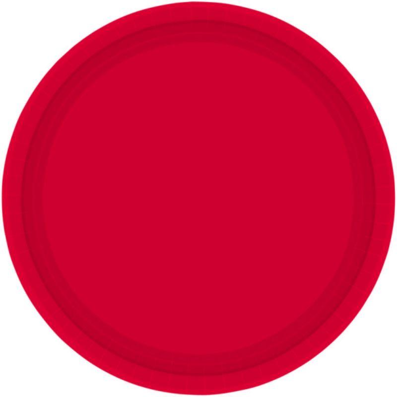 8 Pack Apple Red Round Paper Plates - 23cm