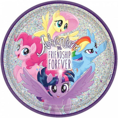8 Pack My Little Pony Friendship Adventures Round Prismatic Plates - 23cm - The Base Warehouse