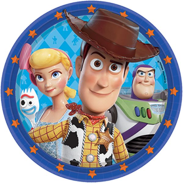 8 Pack Toy Story 4 Round Paper Plates - 23cm