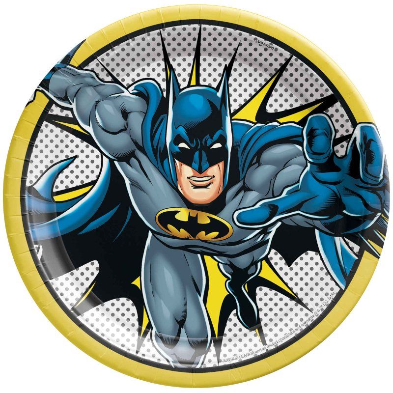 8 Pack Batman Heroes Unite Round Paper Plates - 23cm