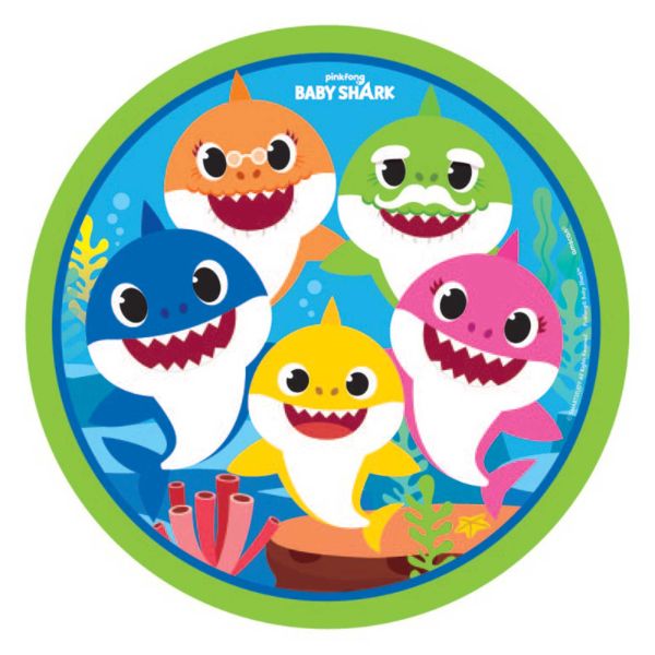 8 Pack Baby Shark Paper Dinner Plates - 23cm