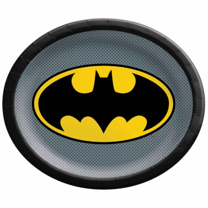8 Pack Batman Heroes Unite Oval Paper Plates - 30cm x 25cm