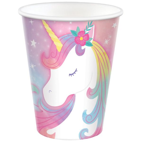 8 Pack Enchanted Unicorn Paper Cups - 266ml