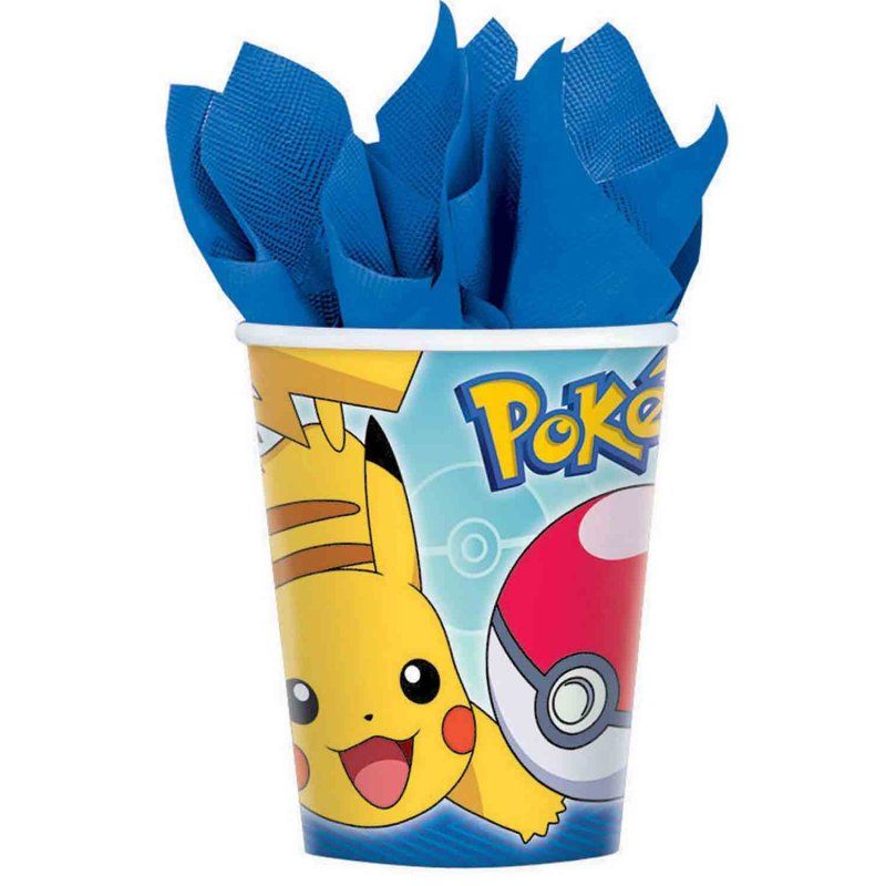 8 Pack Pokemon Core Paper Cups - 266ml