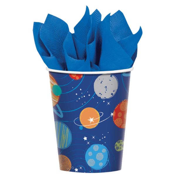 8 Pack Blast Off Birthday Paper Cups - 266ml