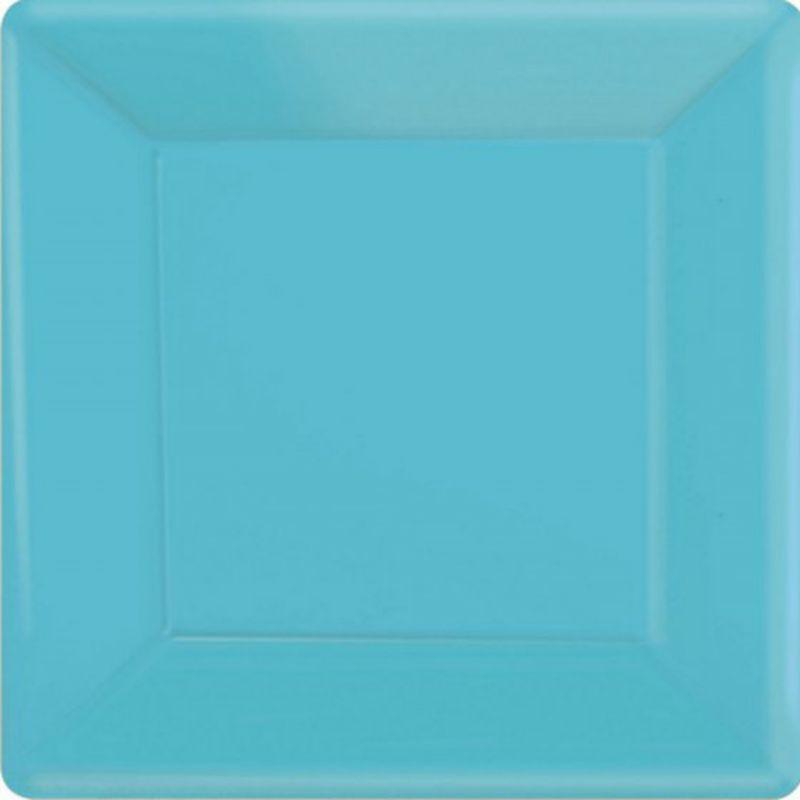 20 Pack Caribbean Blue Square Paper Plates - 17cm