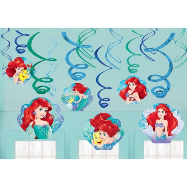 12 Pack Little Mermaid Ariel Dream Big Hanging Swirls - 18cm