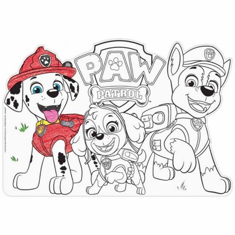 8 Pack Paw Patrol Adventures Colour In Paper Placemats - 40cm x 28cm - The Base Warehouse