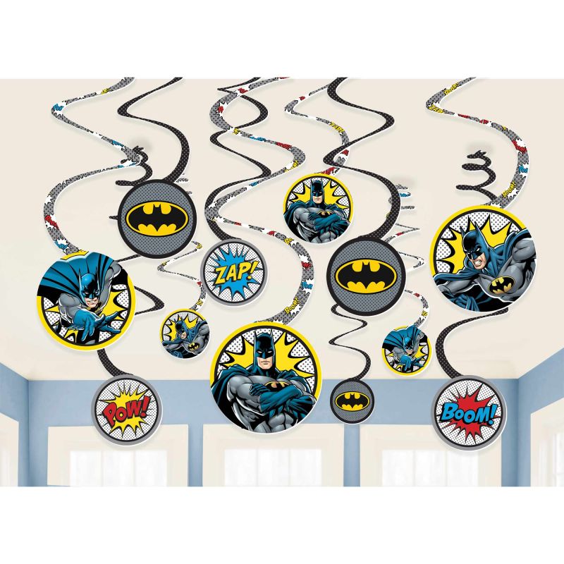 12 Pack Batman Heroes Unite Spiral Swirls Hanging Decorations