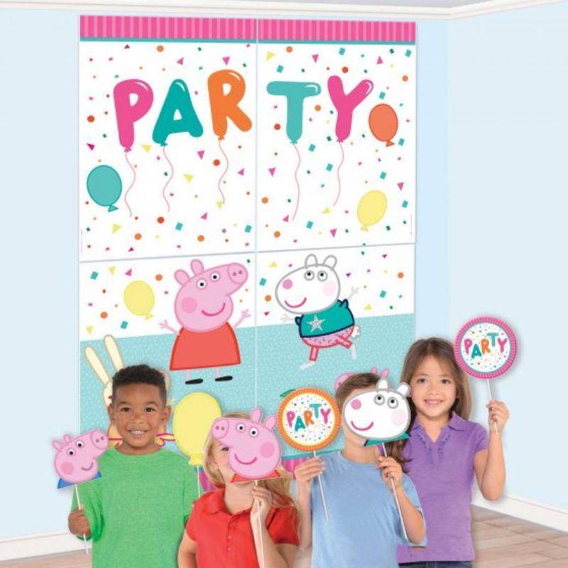 Peppa Pig Confetti Party Scene Setter & Assorted Photo Props - The Base Warehouse