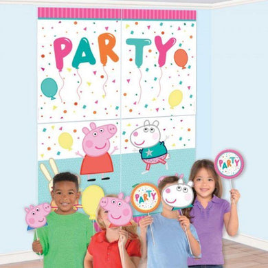 Peppa Pig Confetti Party Scene Setter & Assorted Photo Props - The Base Warehouse