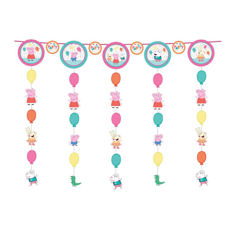 Peppa Pig Confetti Party Hanging String Decorations - Cardboard 1.21m