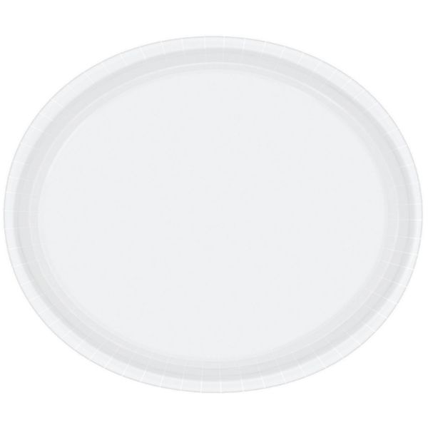 20 Pack Frosty White Oval Paper Plates - 30cm