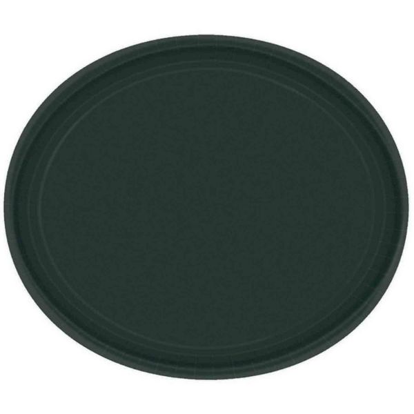 20 Pack Jet Black Oval Paper Plates - 30cm