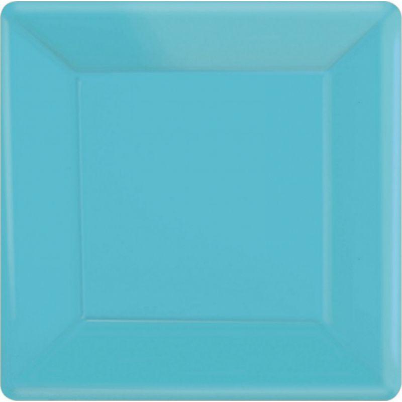 20 Pack Caribbean Blue Square Paper Plates - 26cm
