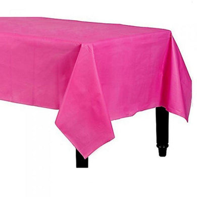 Bright Pink Plastic Rectangular Tablecover - 137cm x 274cm - The Base Warehouse