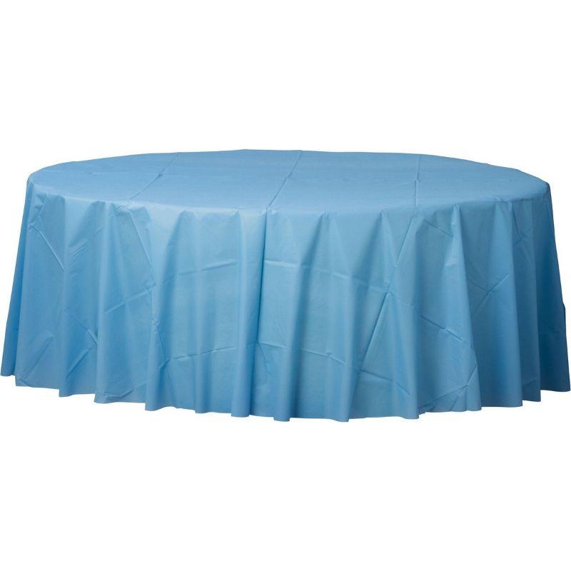 Pastel Blue Plastic Round Tablecover - 2.1m