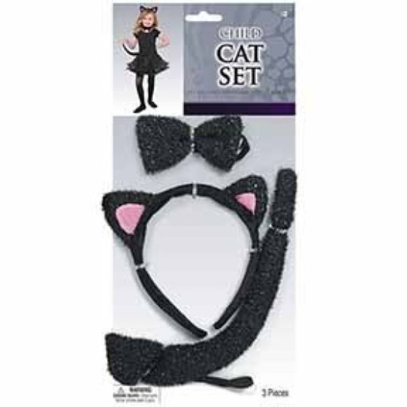 Child Cat Headband, Bowtie and Tail Set