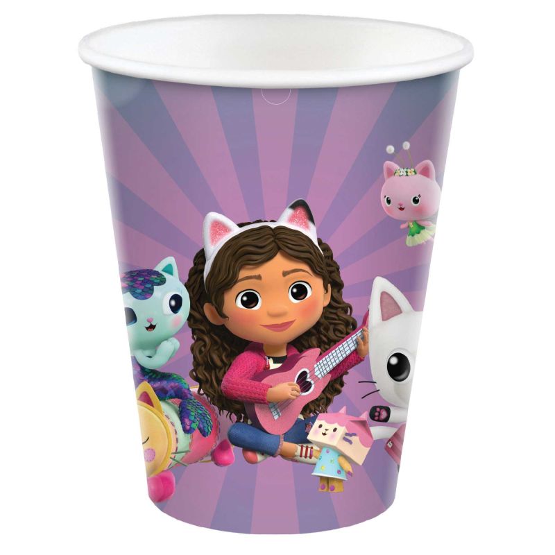 8 Pack Gabby's Dollhouse Paper Cups - 266ml