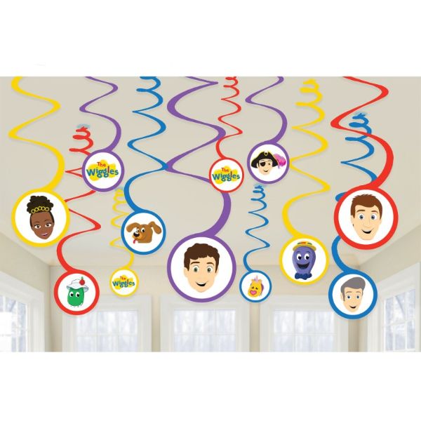 12 Pack The Wiggles Party Spiral Decorations