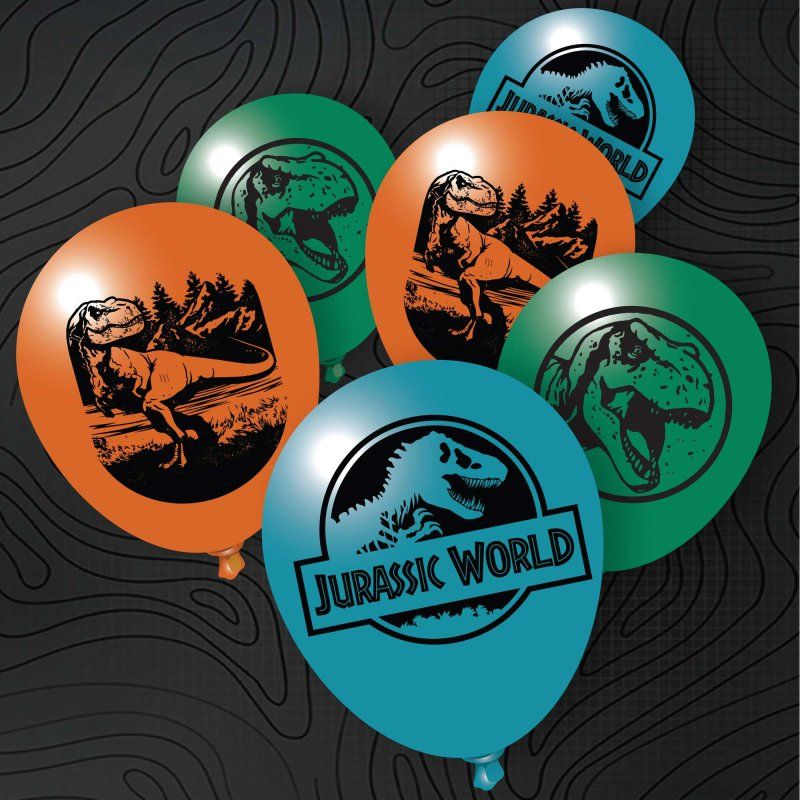 5 Pack Jurassic Into The Wild Latex Balloons - 30cm