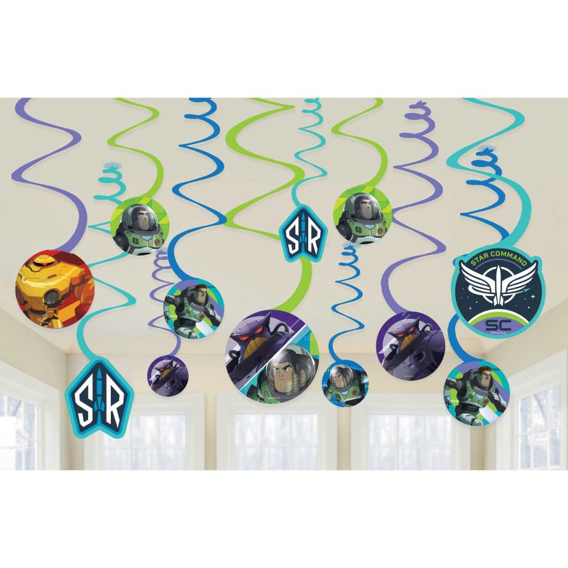 12 Pack Buzz Lightyear Spiral Swirls Hanging Decorations