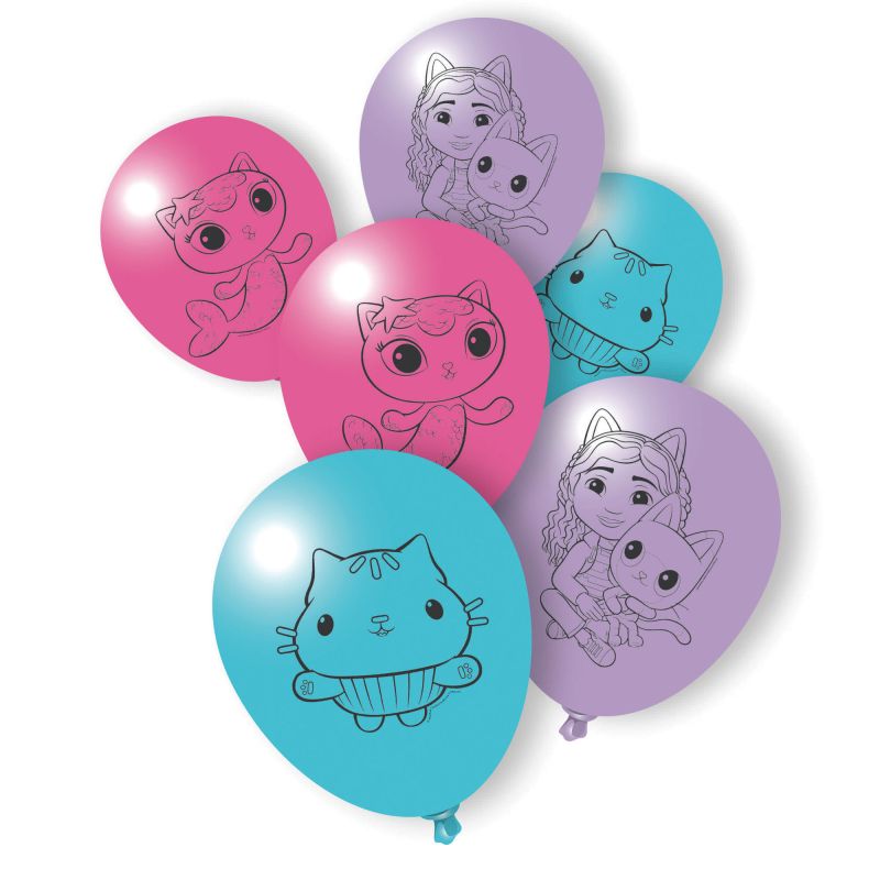 6 Pack Gabby's Dollhouse Latex Balloons - 30cm