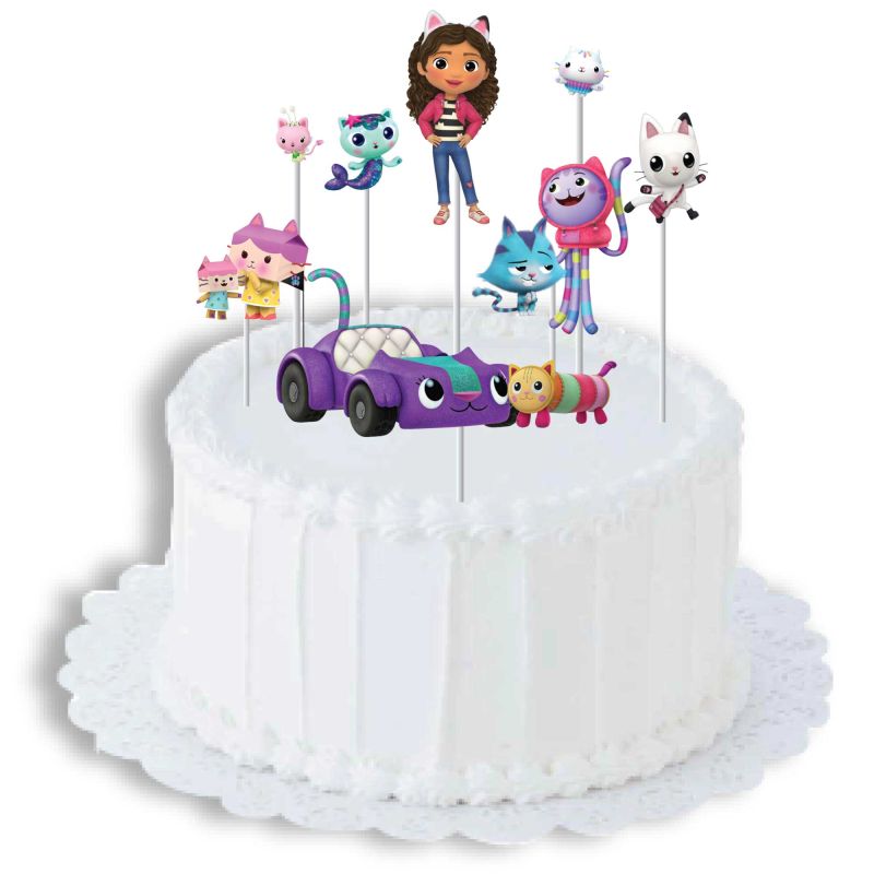 8 Pack Gabby's Dollhouse Cake Topper Kit